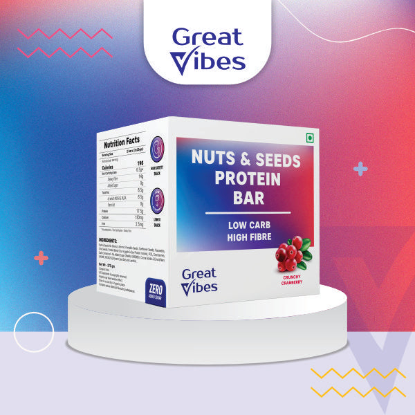 GreatVibes Nuts & Seeds enriched Protein Bar containing 2 cups Green Tea ( 15 bars x 25 gm)