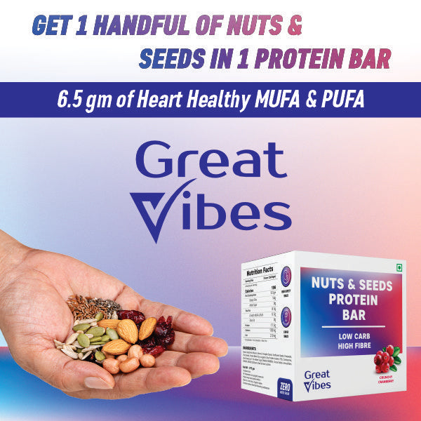 GreatVibes Nuts & Seeds enriched Protein Bar containing 2 cups Green Tea ( 15 bars x 25 gm)