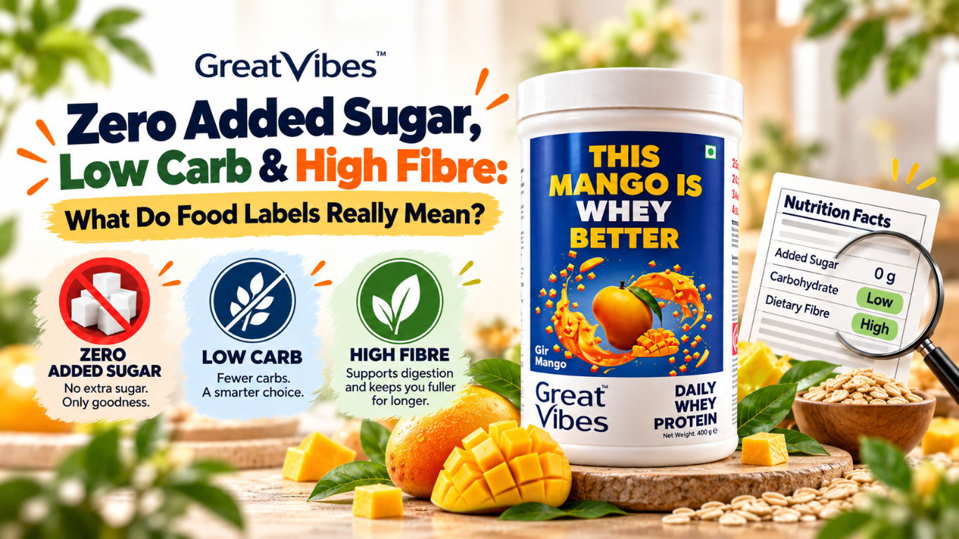 Zero added sugar, low carb and high fibre food-label guide