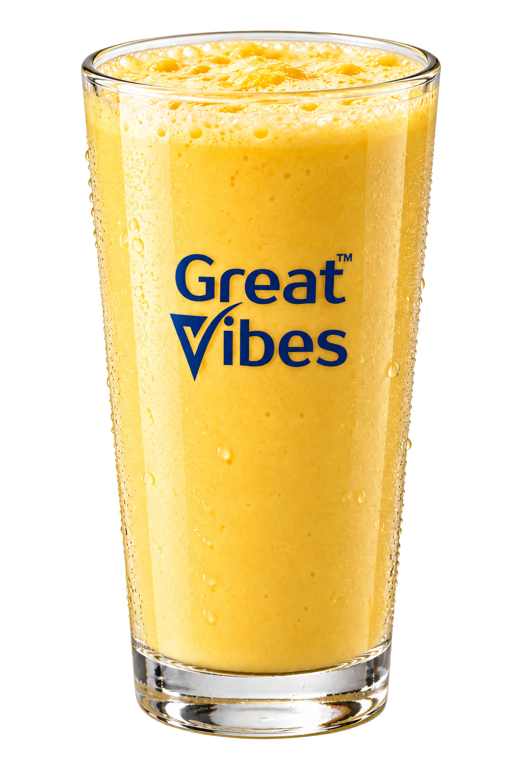 GreatVibes Mango Whey Protein glass