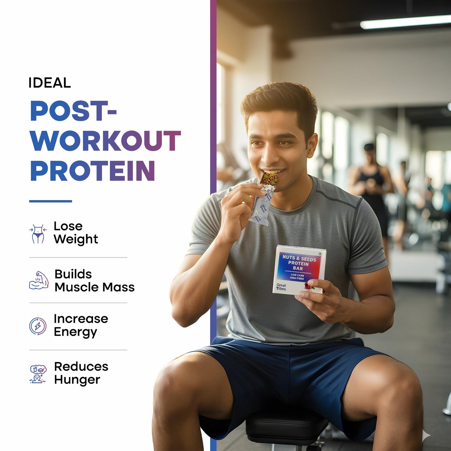 GreatVibes Nuts & Seeds enriched Protein Bar | High Protein & Fibre Minibars | Helps weight loss & muscle building (15 minibars x 25 gm)